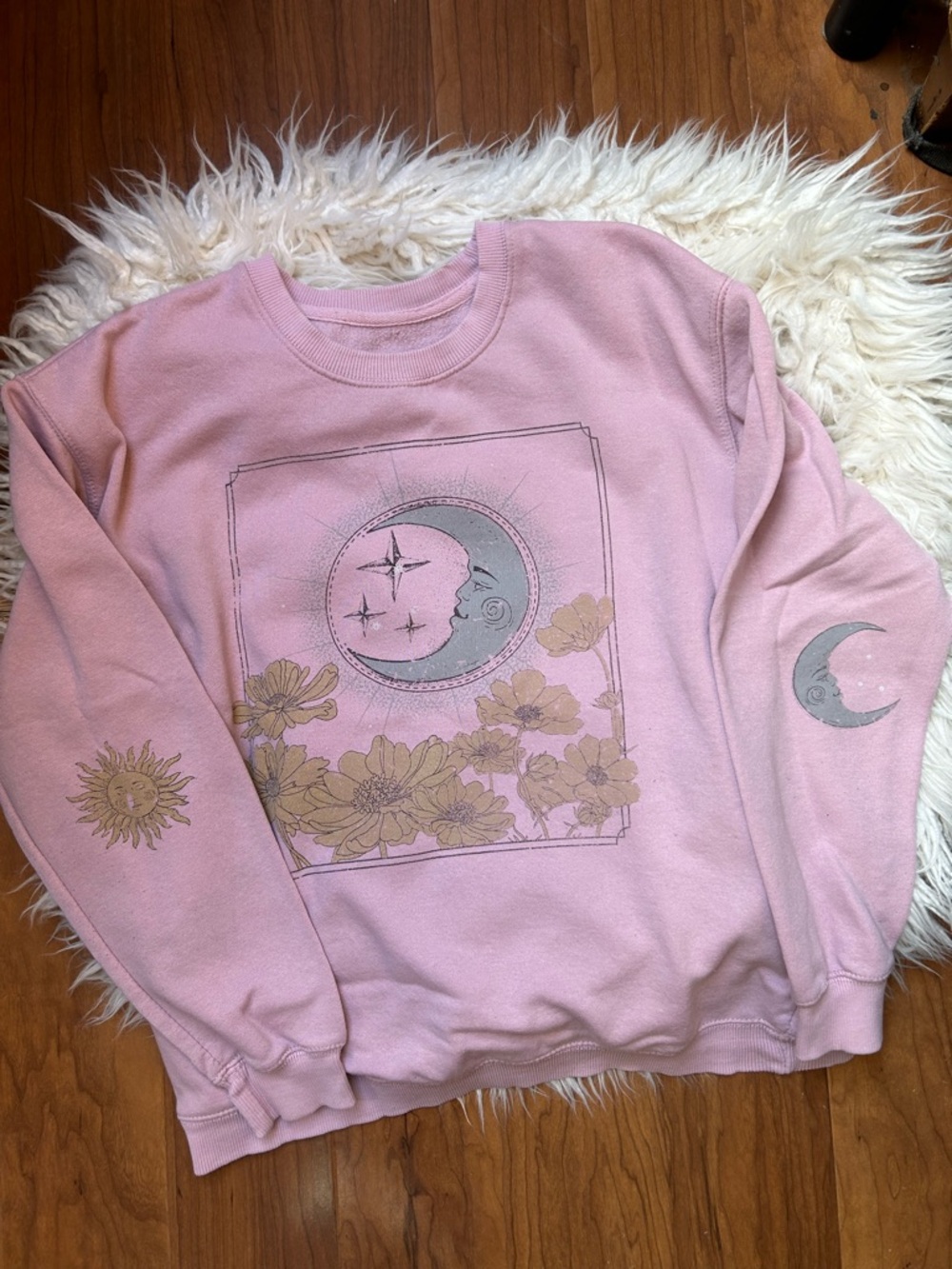 Pink Moon, Sun & Floral Graphic Sweatshirt